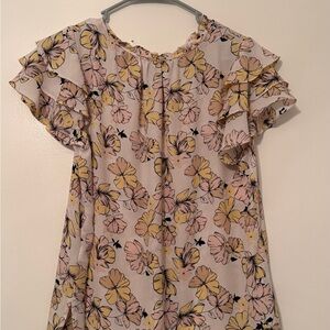 Floral Ruffle Sleeve Top